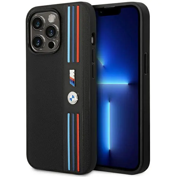 ⁨Etui BMW BMHCP14L22PPMK iPhone 14 Pro 6,1" czarny/black Tricolor M Collection⁩ w sklepie Wasserman.eu