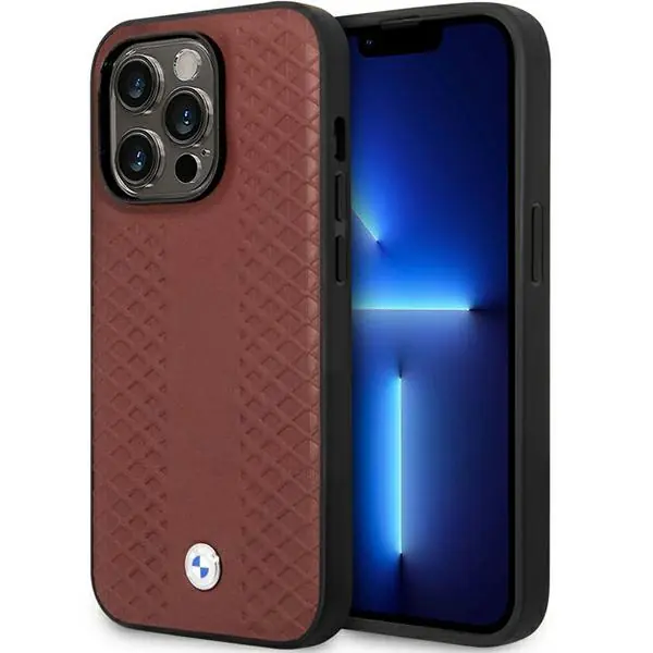 ⁨Etui BMW BMHCP14X22RFGR iPhone 14 Pro Max 6,7" burgundowy/burgundy Leather Diamond Pattern⁩ w sklepie Wasserman.eu