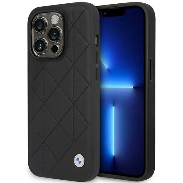 ⁨Etui BMW BMHCP14L22RQDK iPhone 14 Pro 6,1" czarny/black Leather Quilted⁩ w sklepie Wasserman.eu