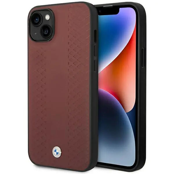 ⁨Etui BMW BMHCP14S22RFGR iPhone 14 6,1" burgundowy/burgundy Leather Diamond Pattern⁩ w sklepie Wasserman.eu