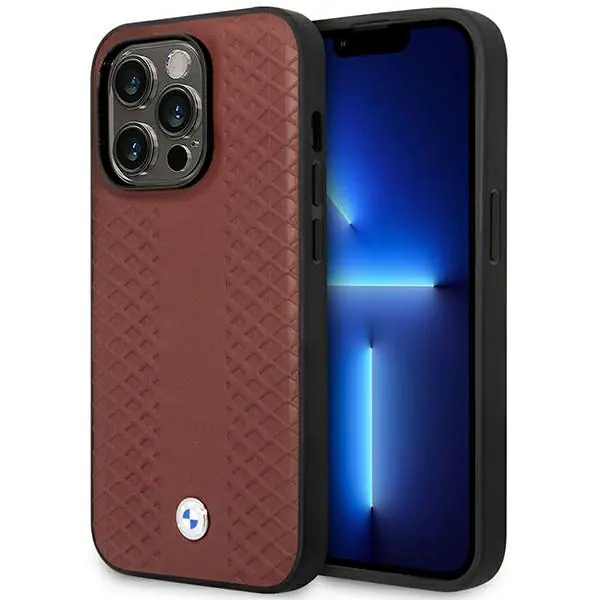 ⁨Etui BMW BMHMP14L22RFGR iPhone 14 Pro 6,1" burgundowy/burgundy Leather Diamond Pattern MagSafe⁩ w sklepie Wasserman.eu