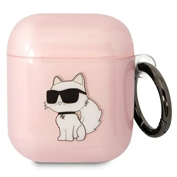 ⁨Karl Lagerfeld KLA2HNCHTCP Airpods 1/2 cover różowy/pink Ikonik Choupette⁩ w sklepie Wasserman.eu