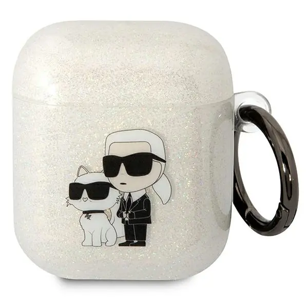 ⁨Karl Lagerfeld KLA2HNKCTGT Airpods 1/2 cover transparent Gliter Karl&Choupette⁩ w sklepie Wasserman.eu