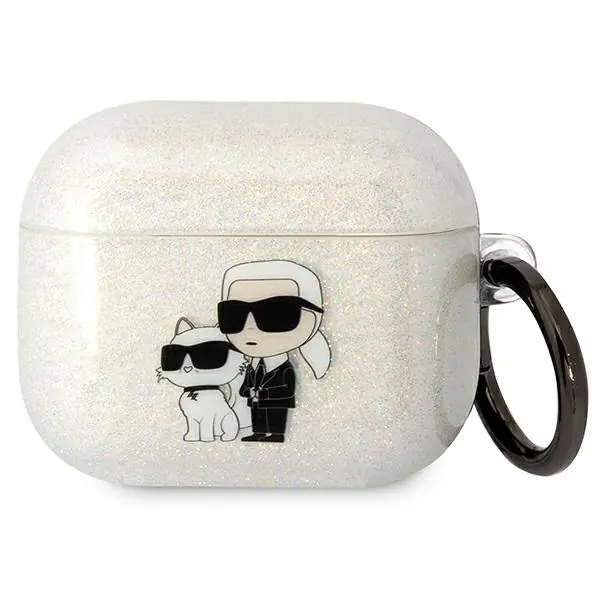 ⁨Karl Lagerfeld KLA3HNKCTGT Airpods 3 cover transparent Gliter Karl&Choupette⁩ w sklepie Wasserman.eu