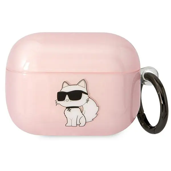 ⁨Karl Lagerfeld KLAPHNCHTCP Airpods Pro cover różowy/pink Ikonik Choupette⁩ w sklepie Wasserman.eu