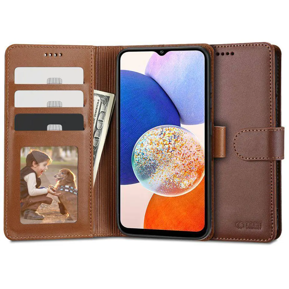 ⁨Etui SAMSUNG GALAXY A14 5G Tech-Protect Wallet brązowe⁩ w sklepie Wasserman.eu