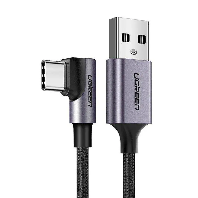 ⁨USB to USB-C Cable angled UGREEN US284, 3A, 2m (black)⁩ at Wasserman.eu