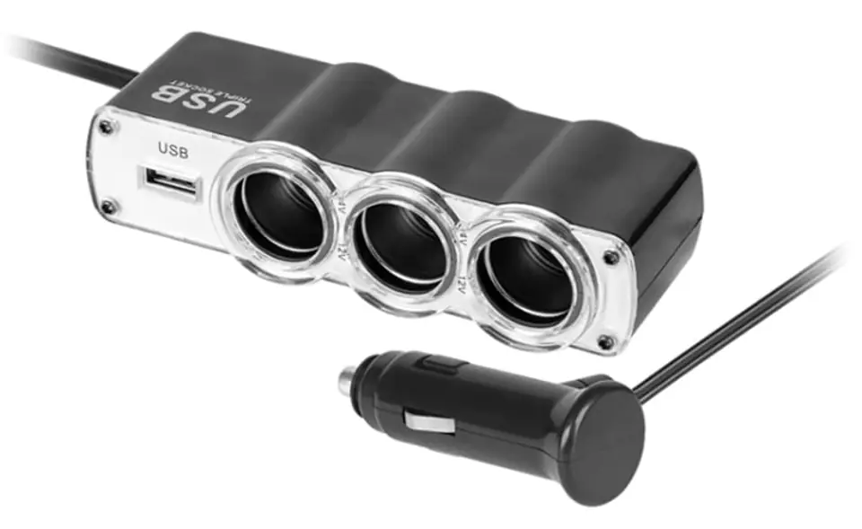 Rozdzielacz gniazda zapalniczki samoch. x3 z USB w sklepie Wasserman.eu