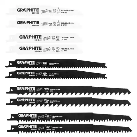 ⁨Saw blades for saber saw, HCS/BIM, set of 10 pcs.⁩ at Wasserman.eu