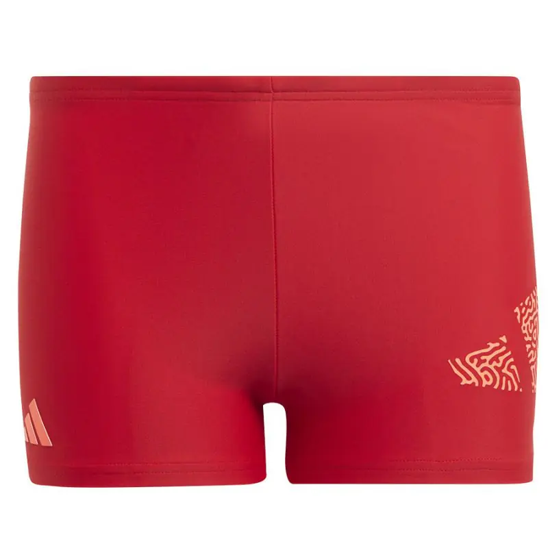 ⁨Kąpielówki adidas 3 Bar Log Boxer Jr (kolor Czerwony, rozmiar 164 cm)⁩ w sklepie Wasserman.eu