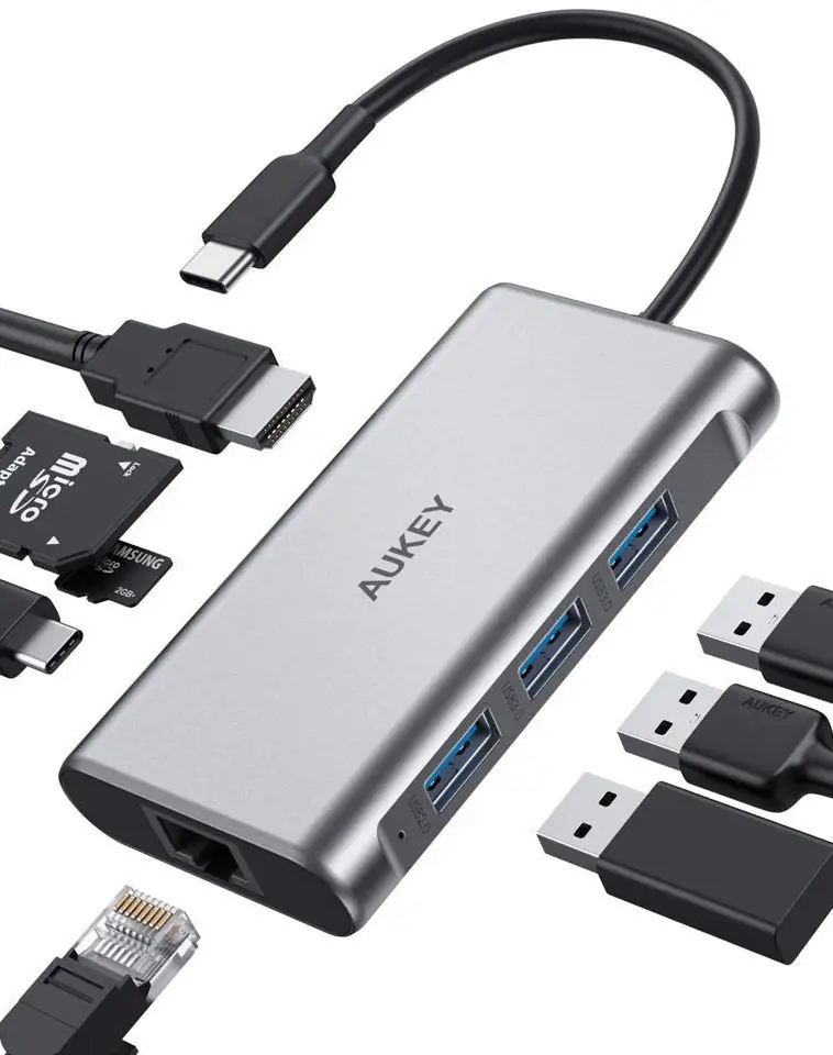 CB-C91 aluminium USB-C Hub 8in1 RJ45 Eth at Wasserman.eu
