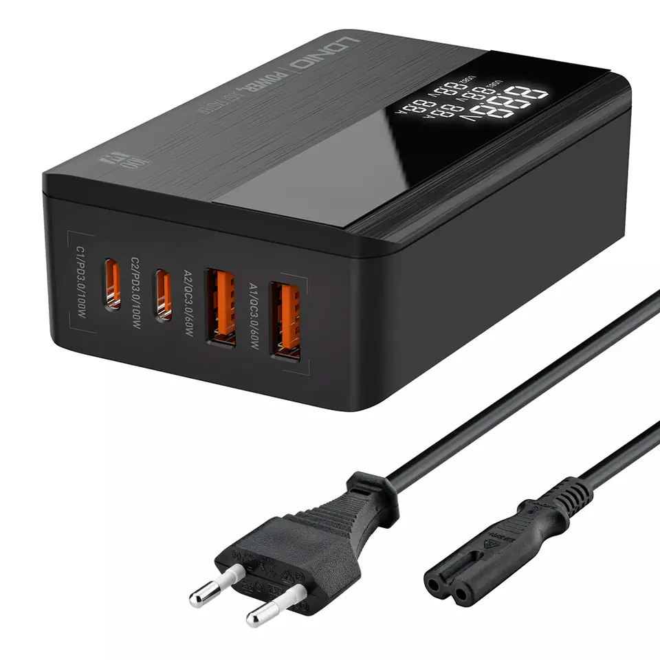 ⁨Ładowarka USB 100W PD3 QC4+ wyświetlacz 4-portowa⁩ w sklepie Wasserman.eu