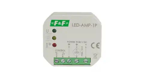 ⁨Wzmacniacz sygnału zasilającego do oświetlenia LED 12/24 V DC do puszki podtynkowej LED-AMP-1P⁩ w sklepie Wasserman.eu