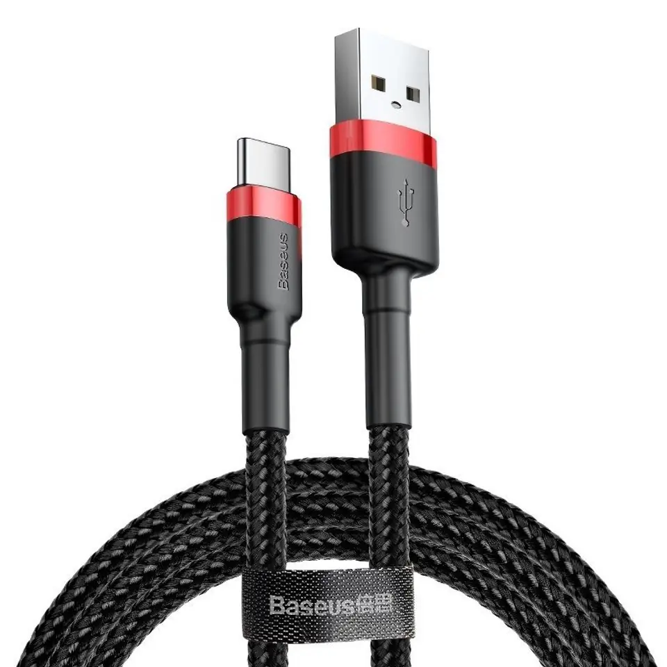 ⁨USB to usb-c cable baseus cafule 2a 300 cm red-black⁩ at Wasserman.eu