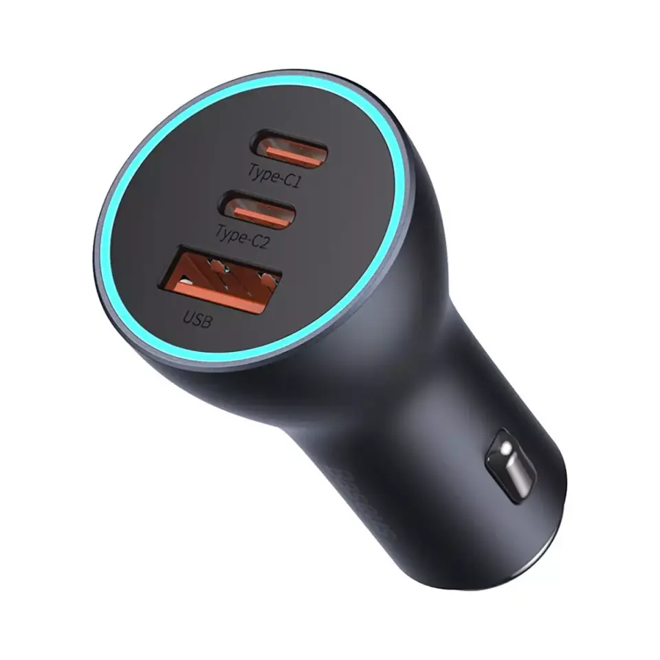 ⁨Baseus Golden Contactor Pro Car Charger, 2x USB-C, 1x USB, 65W (grey)⁩ at Wasserman.eu