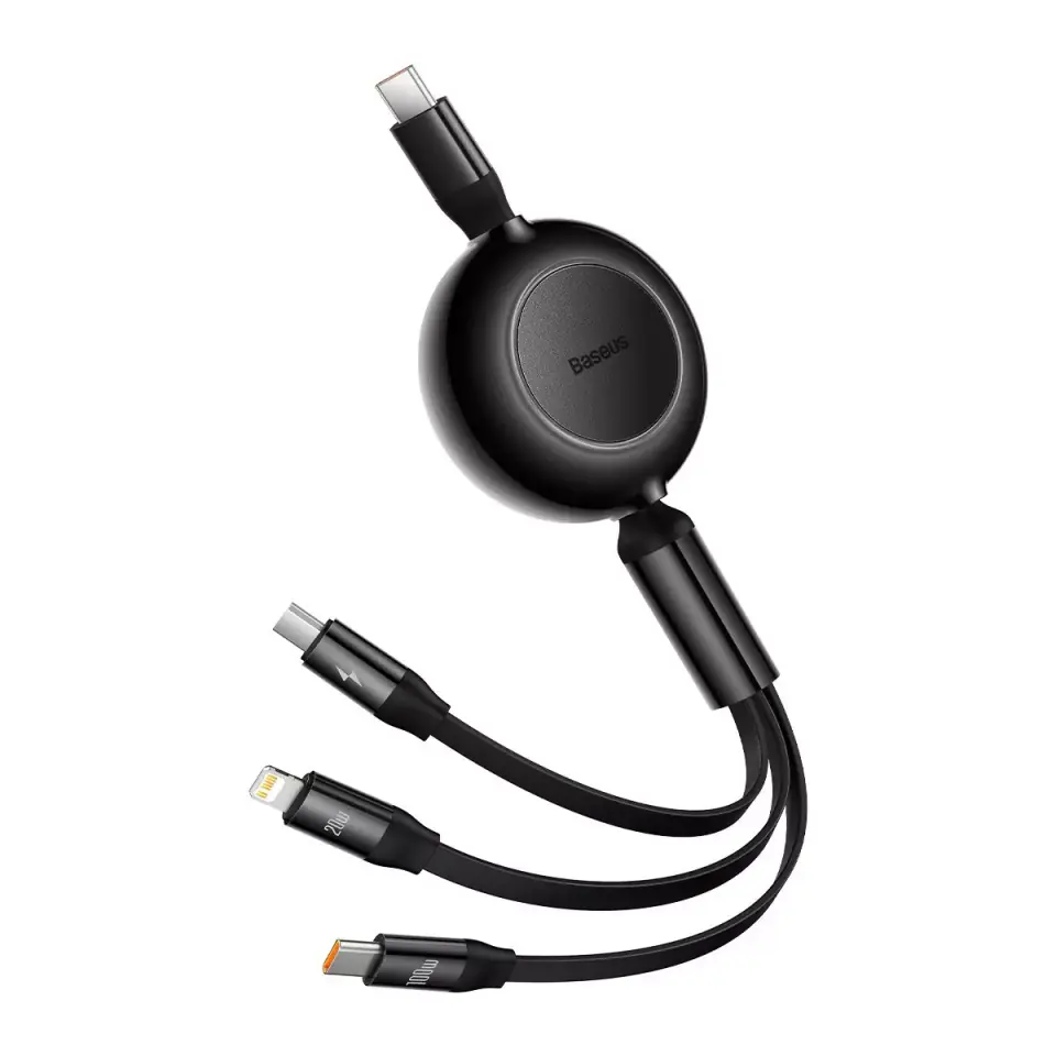 ⁨Baseus Bright Mirror 4 3in1 USB-C Cable, micro USB / Lightning / USB-C, 100W / 3.5A, 1.1m (Black)⁩ at Wasserman.eu