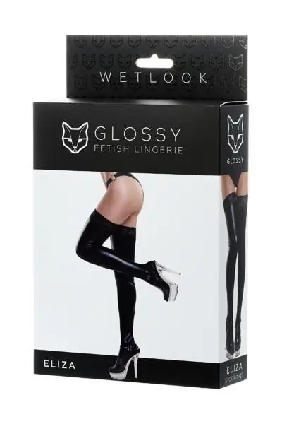⁨Pończochy Eliza Glossy Shiny Wetlook z koronką L TOYFA⁩ w sklepie Wasserman.eu