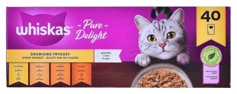 ⁨WHISKAS Pure Delight Drobiowe Frykasy w galaretce - mokra karma dla kota - 40 x 85g⁩ w sklepie Wasserman.eu