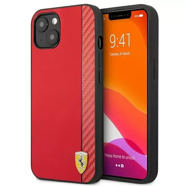 ⁨Ferrari FESAXHCP13SRE iPhone 13 mini 5.4" red/red hardcase On Track Carbon Stripe⁩ at Wasserman.eu