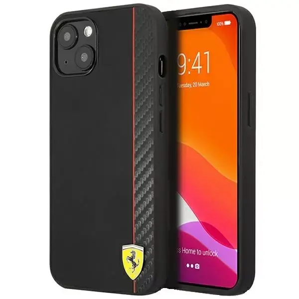 ⁨Ferrari FESAXHCP13SBK iPhone 13 mini 5.4" black/black hardcase On Track Carbon Stripe⁩ at Wasserman.eu