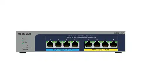 ⁨NETGEAR 8-port Ultra60 PoE++ Multi-Gigabit (2.5G) Ethernet Plus Switch Managed L2/L3 2.5G Ethernet (100/1000/2500) Power over Ethernet (PoE) Grey⁩ at Wasserman.eu