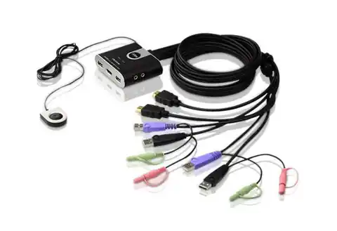 ⁨2-Port USB/HDMI Audio KVM Switch w Remote port⁩ at Wasserman.eu