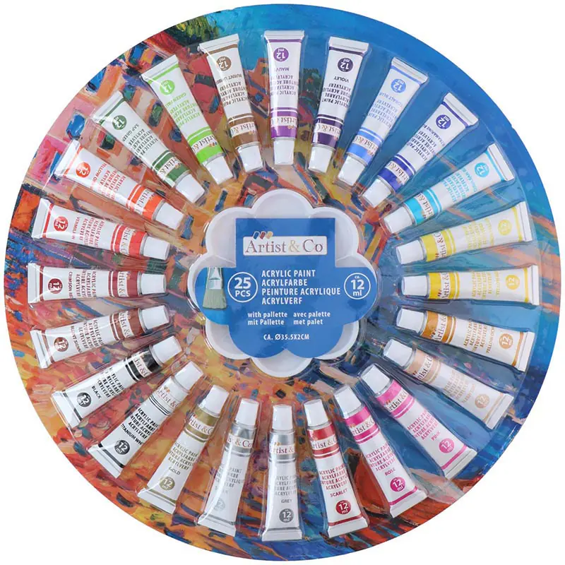 ⁨Artist & Co - Zestaw farb akrylowych w tubkach 12 ml 25 kolorów⁩ w sklepie Wasserman.eu