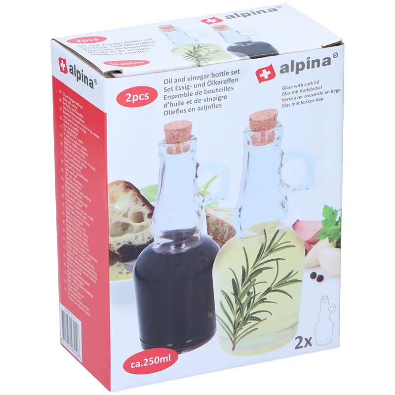 ⁨Alpina - Butelka szklana z korkiem na oliwę/ocet 250 ml 2 szt.⁩ w sklepie Wasserman.eu