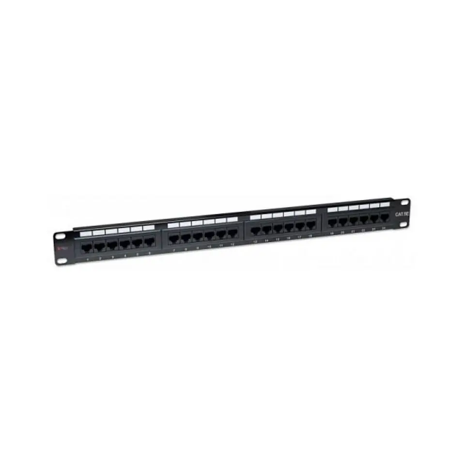 ⁨Patch panel 1U UTP 24xR J45 Cat.5e, black⁩ at Wasserman.eu