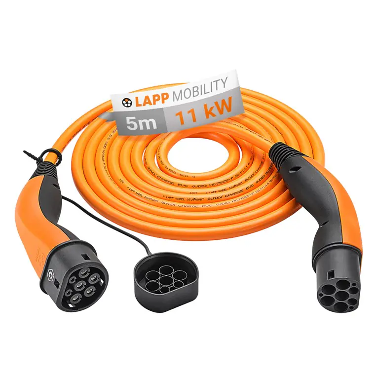 ⁨Kabel EV HELIX Type 2 LAPP 11kW 20A orange 5m⁩ w sklepie Wasserman.eu