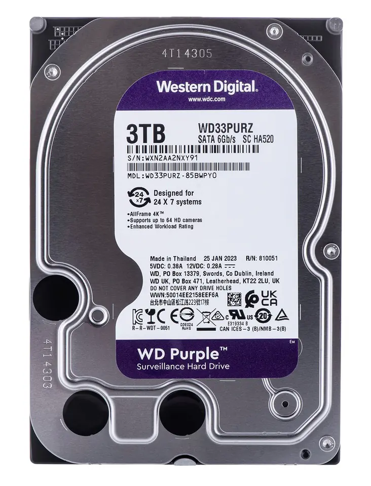 ⁨Western Digital Blue Purple 3.5" 3 TB Serial ATA III⁩ at Wasserman.eu