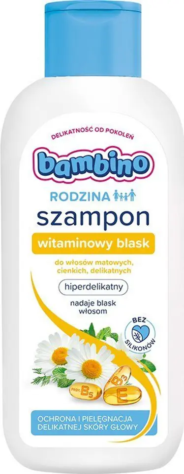 ⁨Bambino Rodzina Szampon Witaminowy Blask do włosów matowych,cienkich i delikatnych 400ml⁩ w sklepie Wasserman.eu