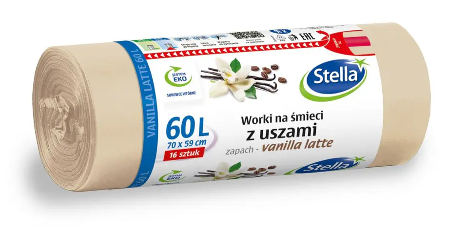 ⁨STELLA Worki na śmieci z uszami VANILLA LATTE 60L 1op.-16szt⁩ w sklepie Wasserman.eu