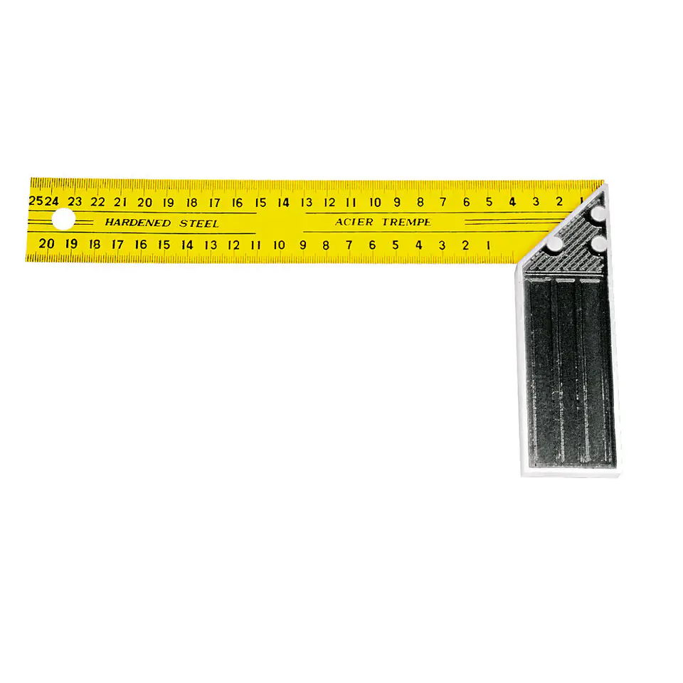 ⁨Steel angle with double-sided scale 250mm yellow-black⁩ at Wasserman.eu