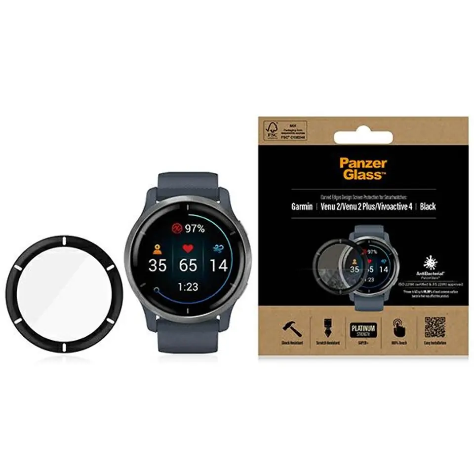 ⁨PanzerGlass SmartWatch Garmin Venu 2 /Venu 2 Plus/Vivoactive 4 czarny/black 3652⁩ w sklepie Wasserman.eu