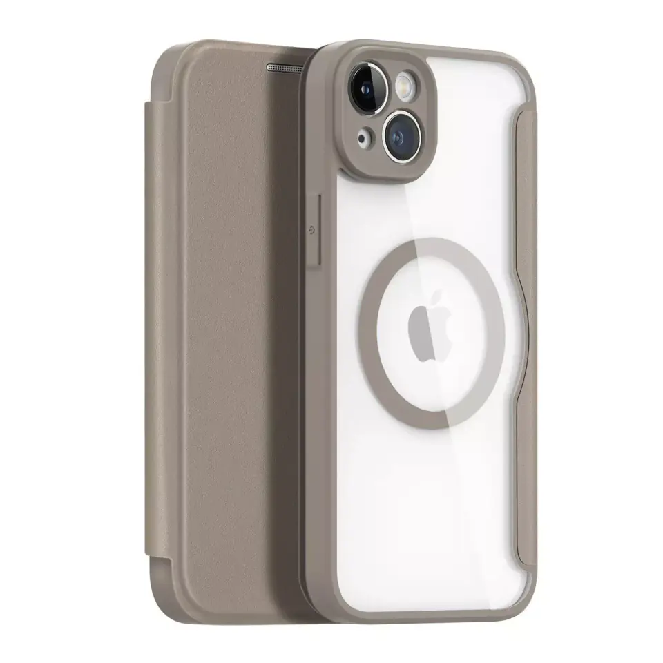 ⁨Dux Ducis Skin X Pro etui iPhone 14 Plus magnetyczny pokrowiec MagSafe z klapką beżowy⁩ w sklepie Wasserman.eu