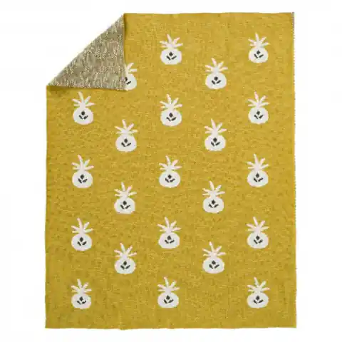⁨Fresco woven blanket of organic cotton 80 x 100 cm pineapple mustard⁩ at Wasserman.eu