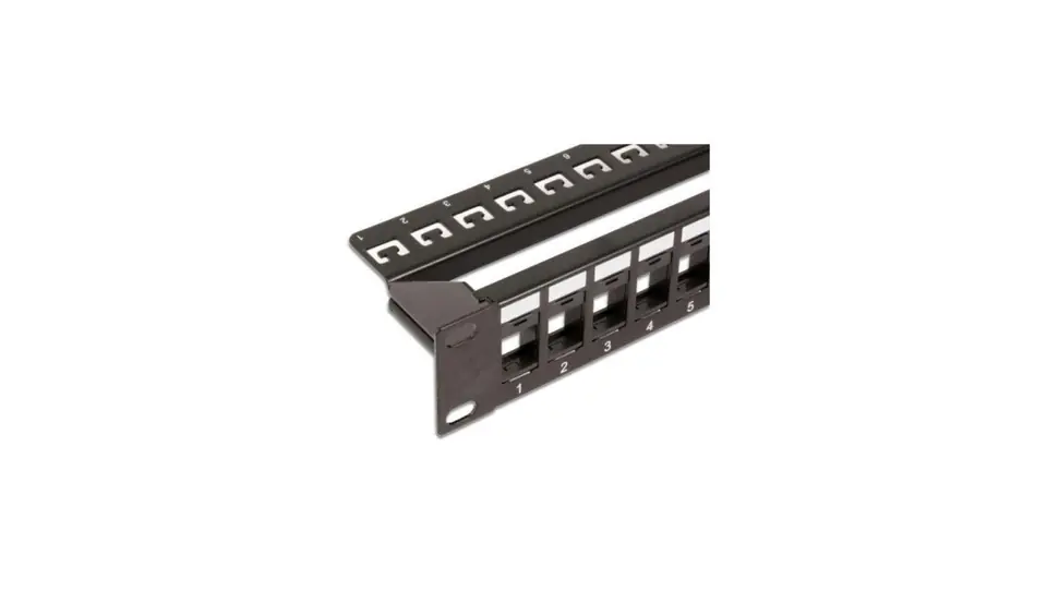 ⁨Patch panel 24 porty na moduły Keystone, 1U, czarny⁩ w sklepie Wasserman.eu