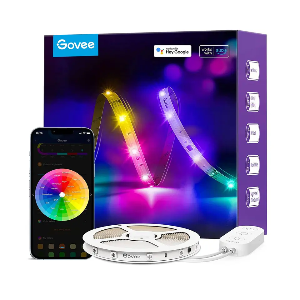 ⁨GOVEE H618A RGBIC BASIC WI-FI + BLUETOOTH LED STRIP LIGHTS (5 METER)⁩ w sklepie Wasserman.eu