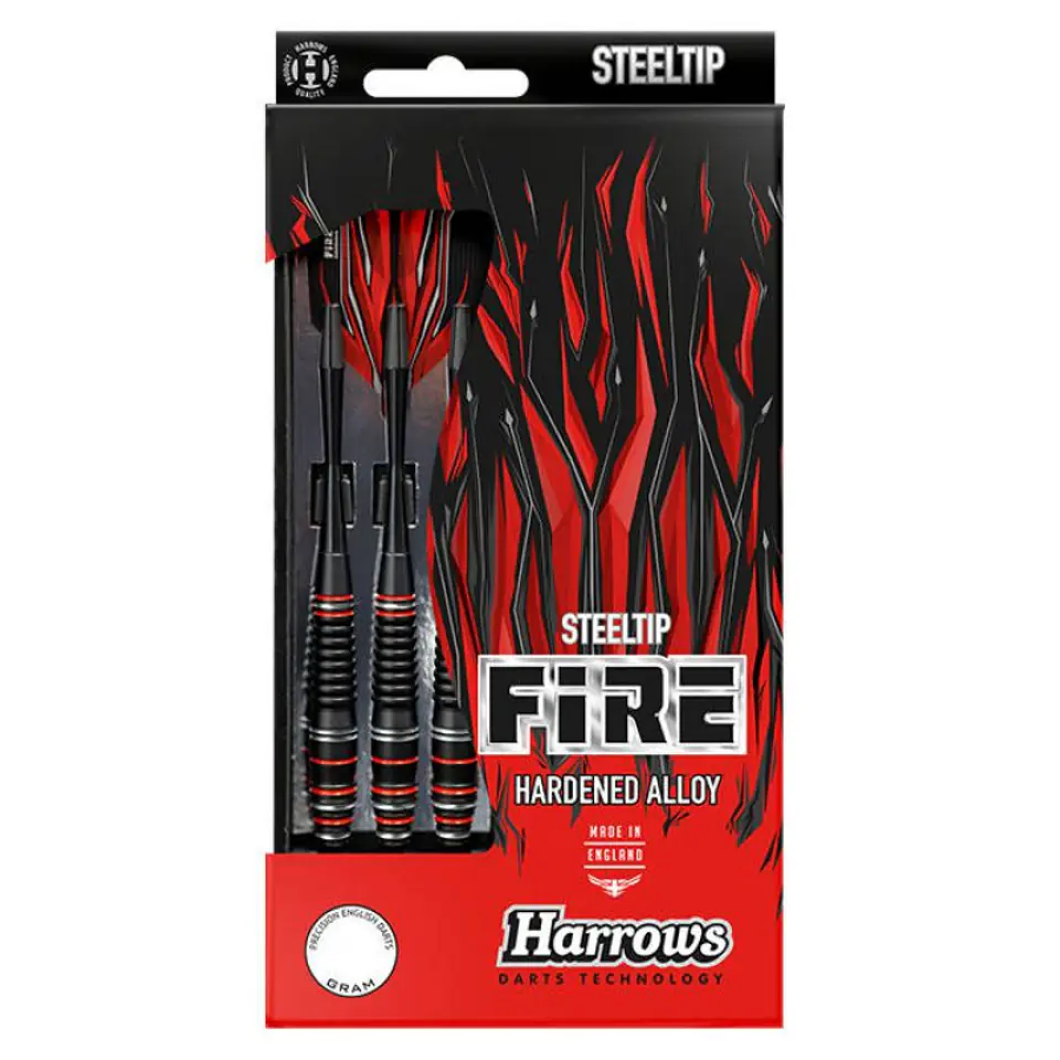 ⁨Rzutki Harrows Fire High Grade Alloy Steeltip (kolor Czarny. Czerwony)⁩ w sklepie Wasserman.eu