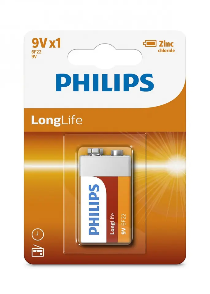 ⁨Bateria 6F22 9V LONGLIF E (1 SZT BLISTER)⁩ w sklepie Wasserman.eu