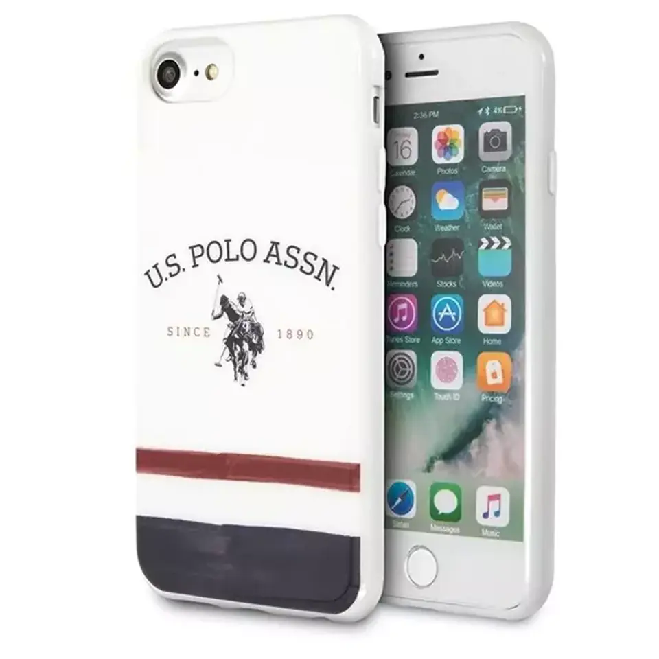 ⁨Etui na telefon US Polo Tricolor Pattern Collection iPhone 7/8/SE 2020 / SE 2022 biały/white⁩ w sklepie Wasserman.eu