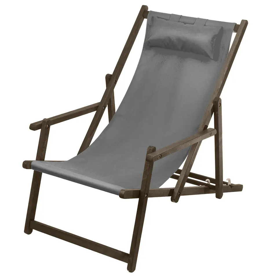 ⁨Sunbed with armrest and cushion GreenBlue Premium GB283 grey⁩ at Wasserman.eu