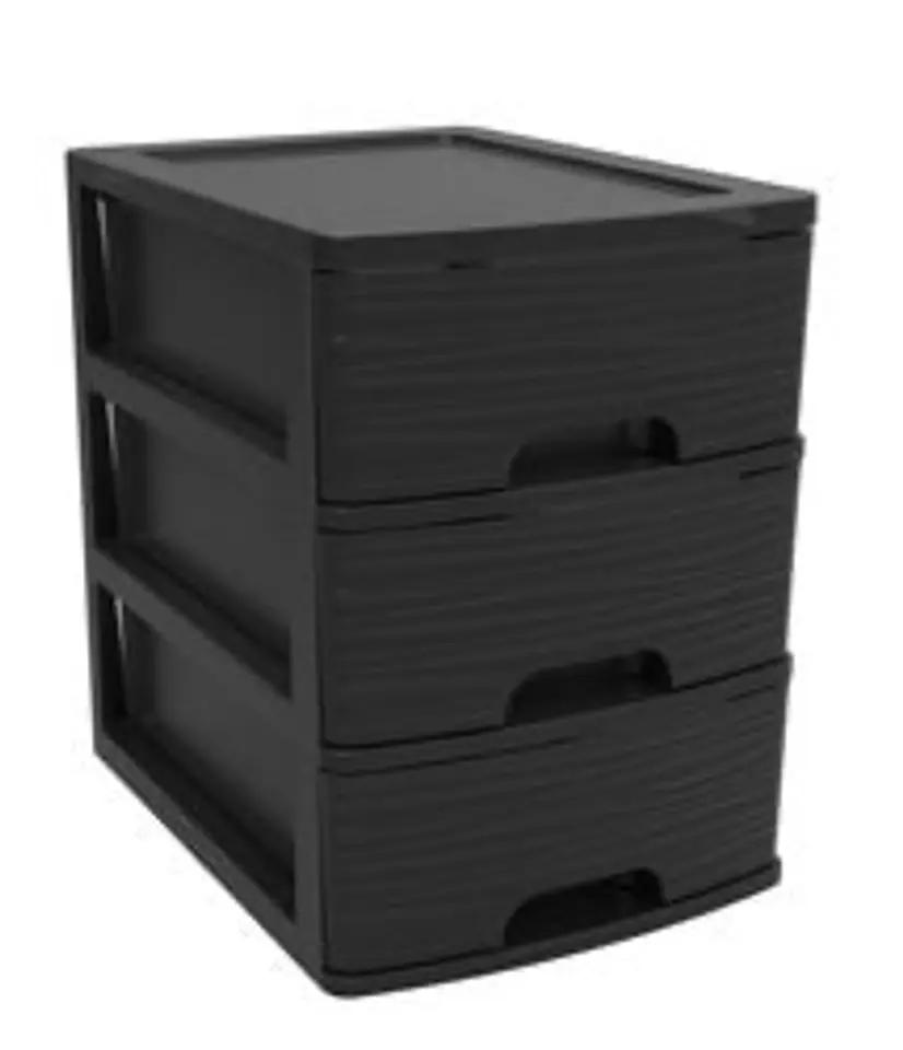 ⁨Szafka modułowa 3 szuflady A4 STYL kamień CZARNA⁩ w sklepie Wasserman.eu