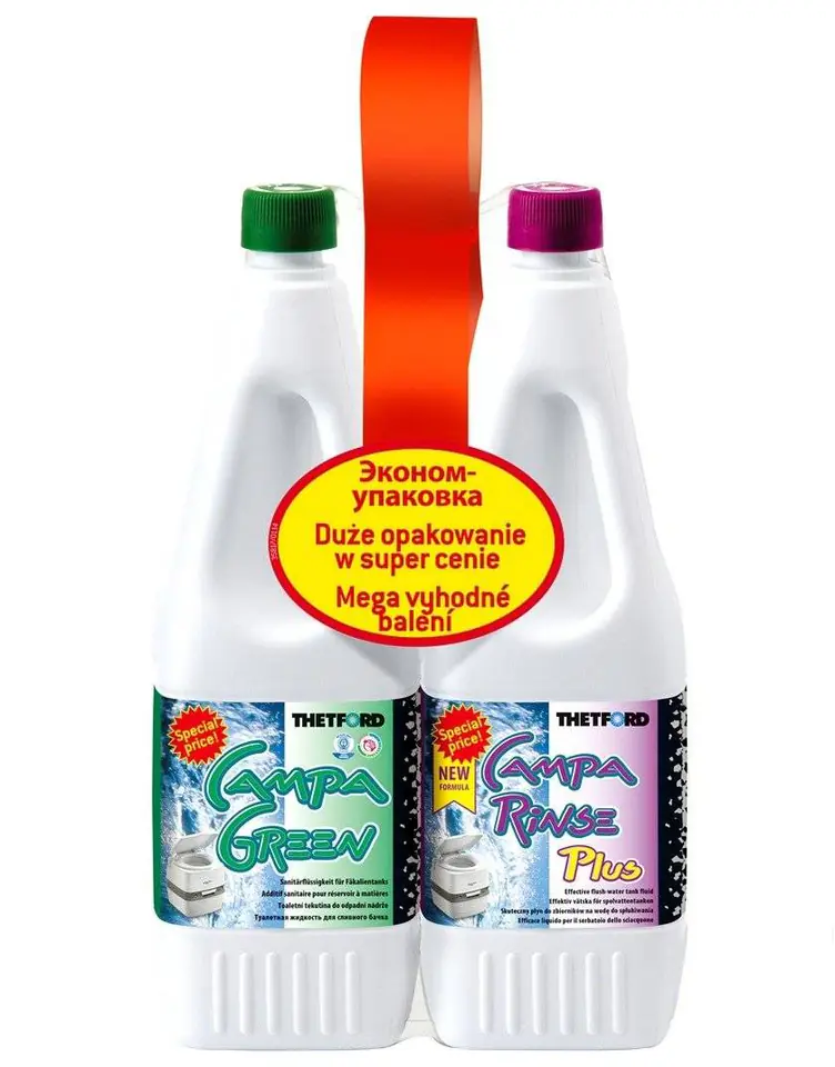 ⁨Płyny do toalet ZESTAW 2 x 1,5L Camp Green i Campa Rinse Plus⁩ w sklepie Wasserman.eu