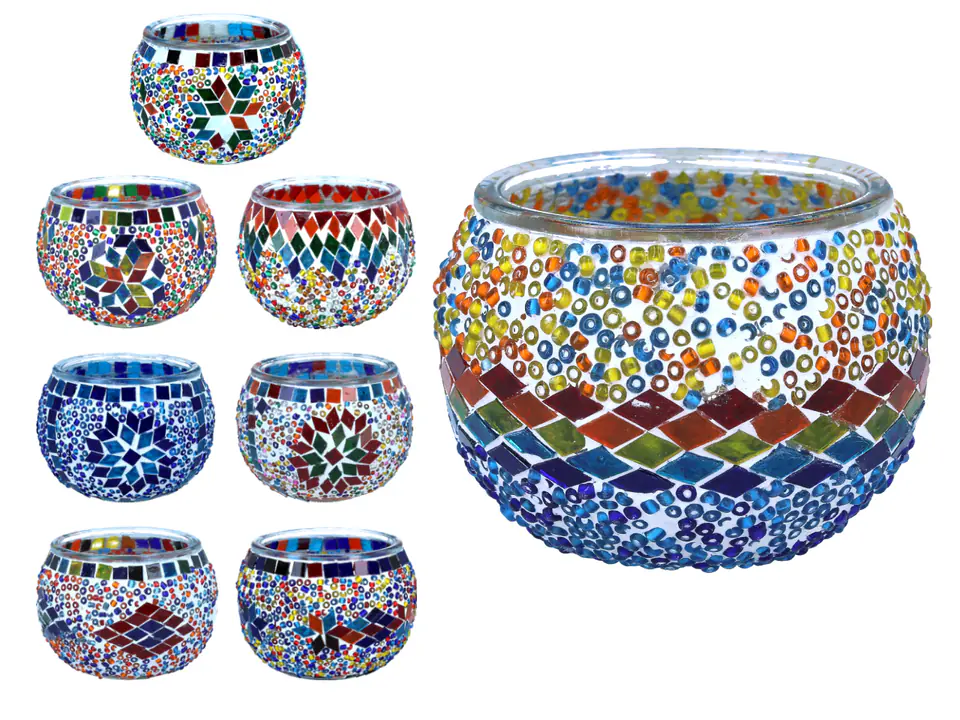 ⁨Świecznik/lampion - klosz pojedynczy, wielokolorowy⁩ w sklepie Wasserman.eu