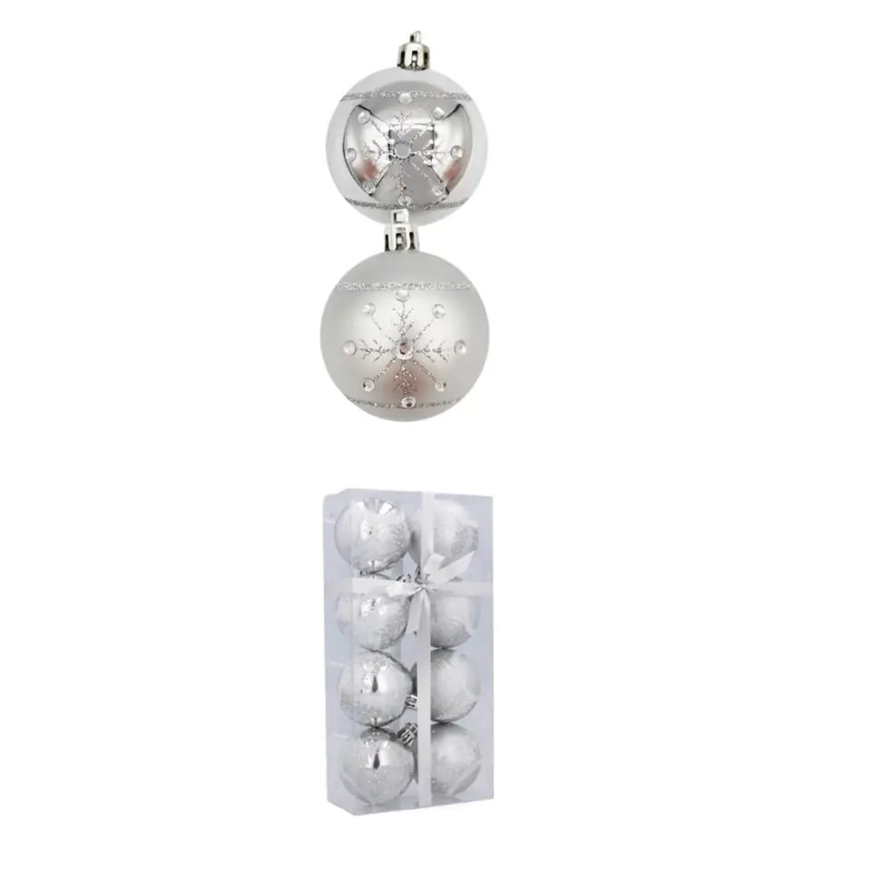 Bombki choinkowe 6cm kpl 8 szt SREBRNE W2 w sklepie Wasserman.eu