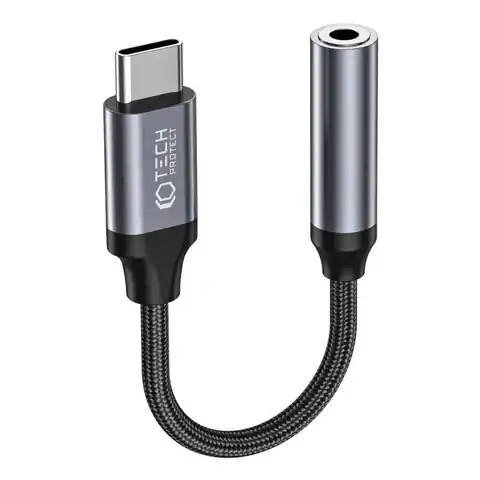 ⁨Adapter do Słuchawek / Przejściówka USB-C - minijack 3,5mm Tech-Protect Ultraboost czarny⁩ w sklepie Wasserman.eu