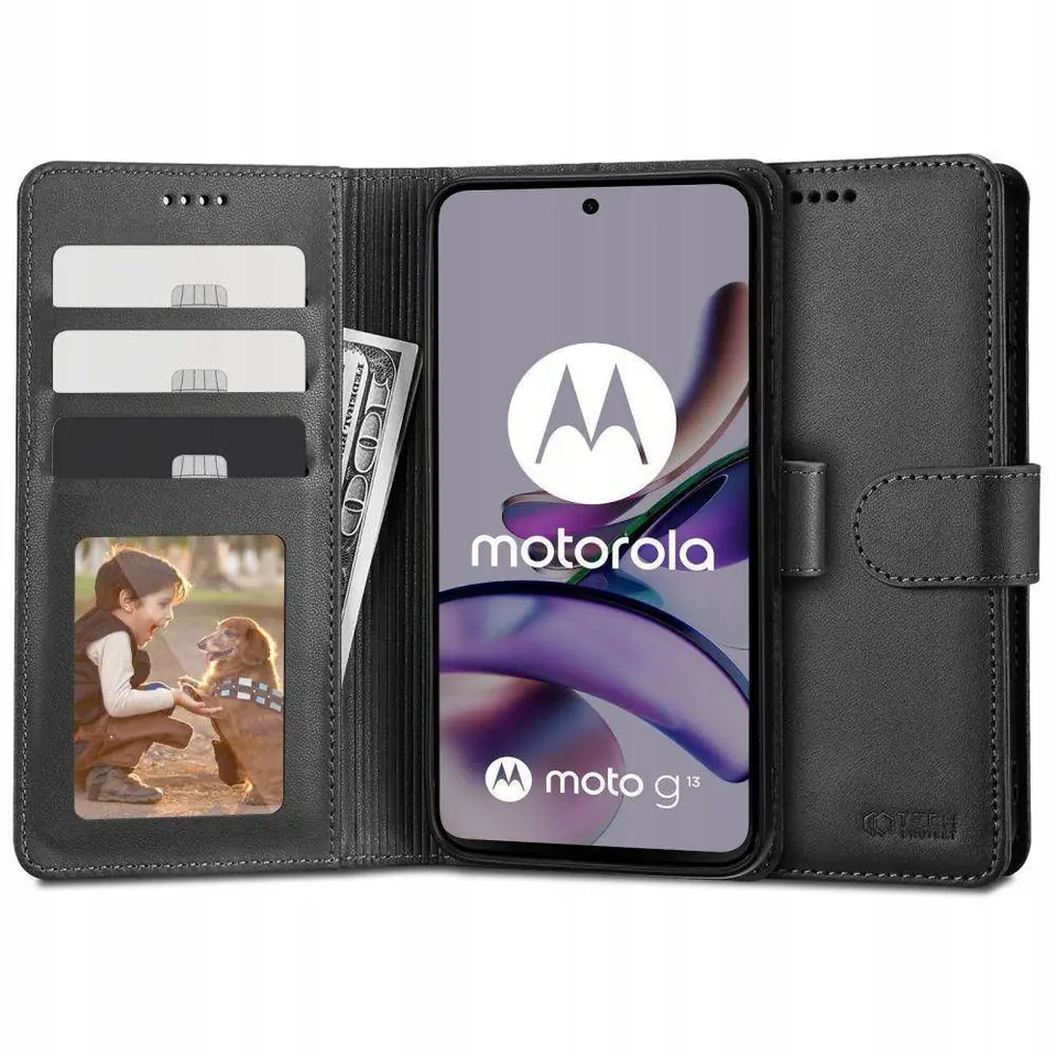 ⁨Etui MOTOROLA MOTO G53 5G / G13 4G / G23 Tech-Protect Wallet czarne⁩ w sklepie Wasserman.eu