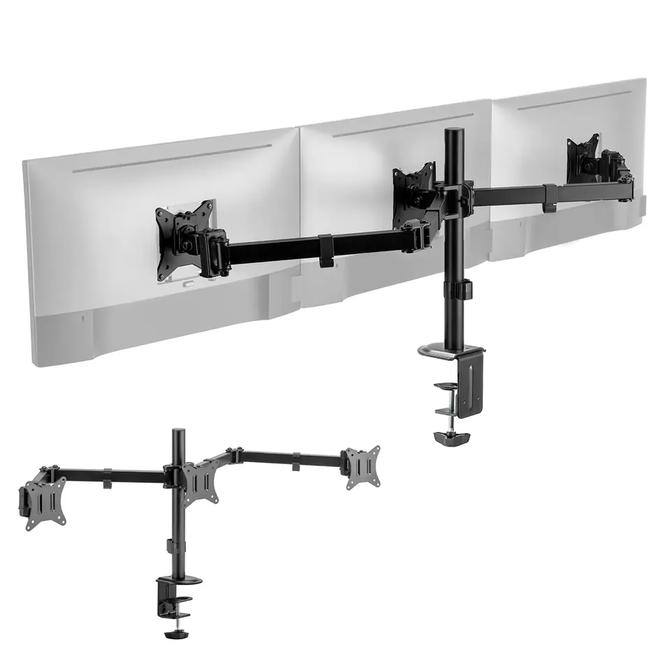 ⁨Articulated desk mount for 3 monitors Spacetronik SPA-130⁩ at Wasserman.eu